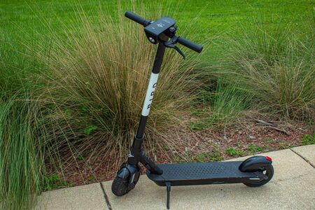Tampa Bay, Florida. July 12, 2019 Shared electric scooter on 7th Avenue at Ybor City.のeditorial素材