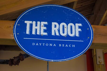 Daytona Beach, Florida. July 06, 2019 Top view of The Roof sign at Main Street Pier.のeditorial素材
