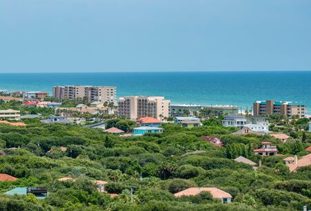 Ponce de Leon Inlet, Florida. July 19, 2019. Panoramic view of condos and buildings at Ponce de Leon Inlet area 1のeditorial素材