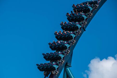 Orlando, Florida . July 29, 2019. People enjoying riding Mako rollercoaster during summer vacation at Seaworld 53のeditorial素材