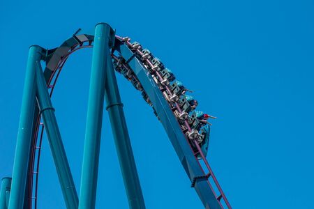 Orlando, Florida . July 29, 2019. People enjoying riding Mako rollercoaster during summer vacation at Seaworld 61のeditorial素材
