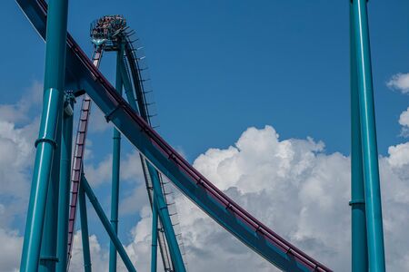 Orlando, Florida. July 29, 2019. People having terrific fun Mako rollercoaster at Seaworld 4のeditorial素材