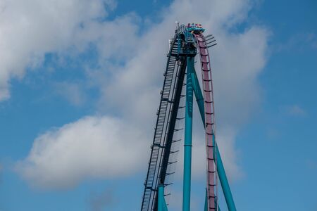 Orlando, Florida. July 29, 2019. People having fun riding Mako rollercoaster during summer vacation at Seaworld 70のeditorial素材