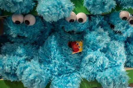 Orlando, Florida. July 26, 2019. Cookie monster plushies at Seaworld.のeditorial素材