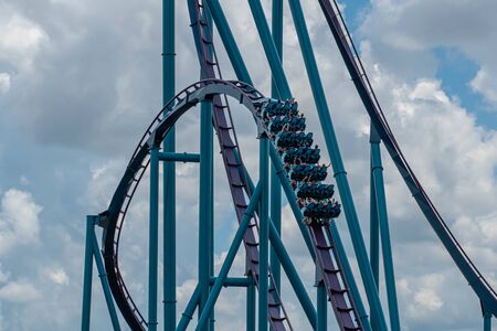 Orlando, Florida. July 29, 2019. People enjoying Mako rollercoaster at Seaworld 9のeditorial素材