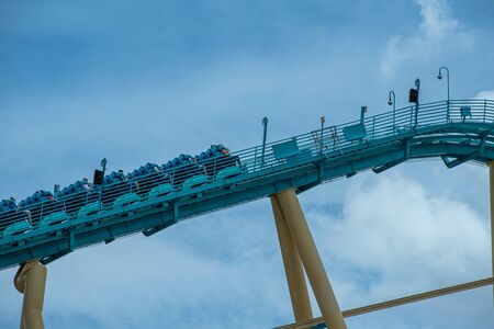 Orlando, Florida. July 26, 2019. People enjoying Kraken rollercoaster at Seaworld 1のeditorial素材