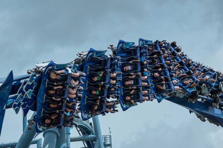 Orlando, Florida. July 26, 2019. Top view of people enjoying amazing Manta Ray rollercoaster at Seaworld 10のeditorial素材
