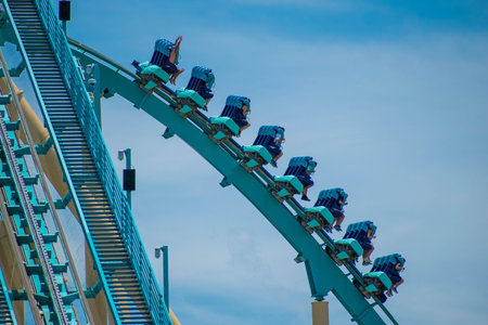 Orlando, Florida . July 31, 2019. People enjoying riding Kraken rollercoaster during summer vacation...
