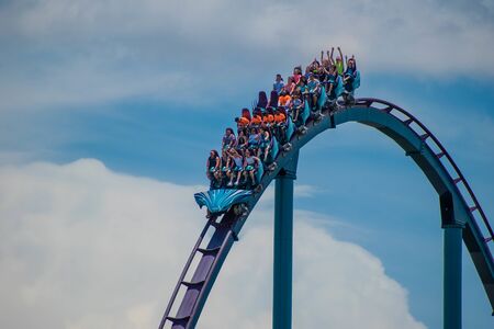 Orlando, Florida . July 31, 2019. People enjoying riding Mako rollercoaster during summer vacation at Seaworld 10のeditorial素材