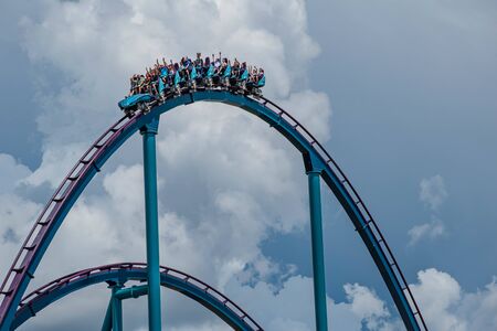 Orlando, Florida . July 31, 2019. People enjoying riding Mako rollercoaster during summer vacation at Seaworld 20のeditorial素材
