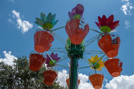 Orlando, Florida. July 30, 2019. Top view of colorful Abbys Flower Tower attraction at Seaworld 1のeditorial素材