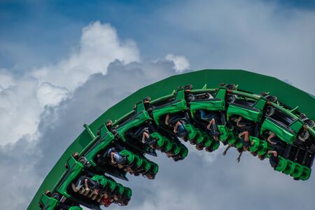 Orlando, Florida. August 07, 2019. People having terrific fun The Incredible Hulk rollercoaster at Island of Adventure 41のeditorial素材