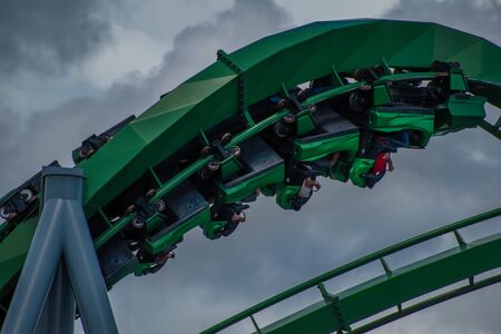 Orlando, Florida. August 07, 2019. People having terrific fun The Incredible Hulk rollercoaster, Summer Vacation at Island of Adventure 53のeditorial素材