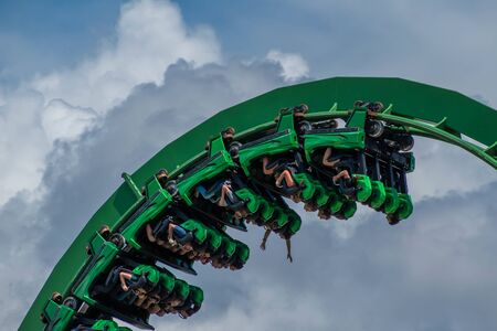 Orlando, Florida. August 07, 2019. People having terrific fun The Incredible Hulk rollercoaster at Island of Adventure 42のeditorial素材