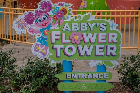 Orlando, Florida. August 07, 2019. Abbys Flower Tower sign in Sesame Street at Seaworld 86のeditorial素材