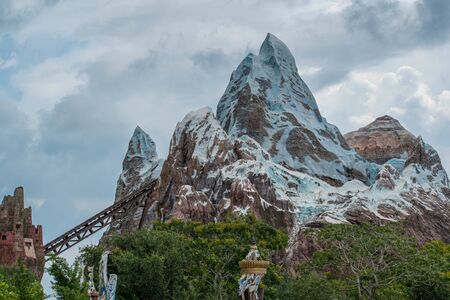 Orlando, Florida. August 14, 2019. Top view of Expedition Everest rollercoaster at Animal Kingdomのeditorial素材