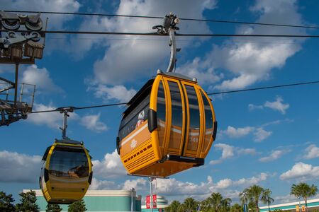 Orlando, Florida. September 27, 2019. People traveling in themed gondola with iconic Disney Characters in Hollywood Studios area (3)のeditorial素材
