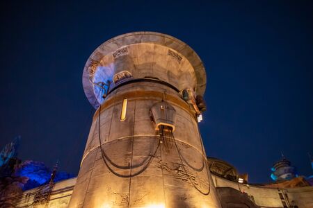 Orlando, Florida. September 27, 2019. Top view of Millennium Falcon spaceship and montana rocky in Star Wars Galaxy Edge at Hollywood Studios (2)のeditorial素材