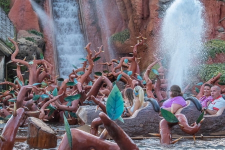Orlando, Florida. September 23, 2019. People having fun Splash Mountain water attraction in Magic Kingdom at Walt Disney World (37)のeditorial素材