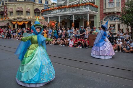Orlando, Florida. September 25, 2019. Three Fairies of Sleeping Beauty in Disney Festival of Fantasy Parade at Magic Kigndom (6)のeditorial素材
