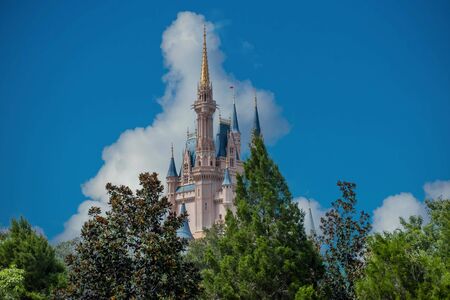 Orlando, Florida. September 25, 2019. Top view of Cinderellass Castle at Magic Kigndom.のeditorial素材