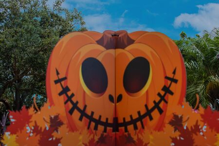 Orlando, Florida. September 21, 2019. Giant pumpkin in Halloween Spooktacular season at Seaworld 83のeditorial素材