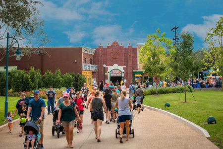 Orlando, Florida. September 21, 2019. People walking in Sesame Street Party Parade at Seaworld 91のeditorial素材