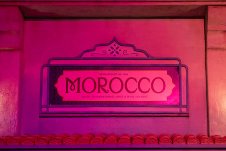 Orlando, Florida. October 10, 2019. Top view of Morocco sign at Epcot (49)