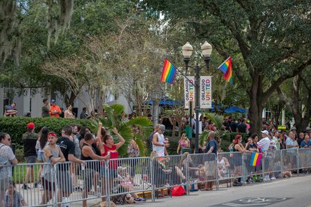 Orlando, Florida. October 12, 2019. The streets are packed during the Come Out With Pride Festival and Parade in Lake Eola Park area 1のeditorial素材