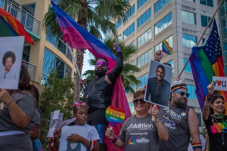 Orlando, Florida. October 12, 2019. Nice colorful people in Come Out With Pride Orlando parade at Lake Eola Park area 85のeditorial素材