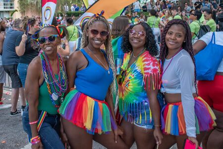 Orlando, Florida. October 12, 2019. Nice colorful womans in Come Out With Pride Orlando parade at Lake Eola Park area 104のeditorial素材
