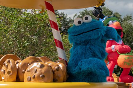 Orlando, Florida. October 24, 2019. Cookie Monster in Sesame Street Party Parade at Seaworld 8のeditorial素材