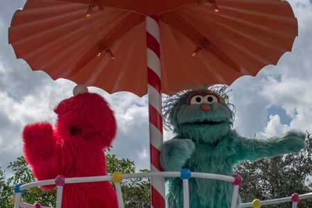 Orlando, Florida. October 24, 2019. Rosita and Elmo in Sesame Street Party Parade at Seaworld 5のeditorial素材