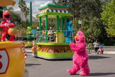 Orlando, Florida. October 24, 2019. Telly Monster in Sesame Street Party Parade at Seaworld 3