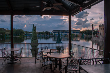 Orlando, Florida. October 27, 2019. Beautiful view from Spice Mill restaurant at Seaworld