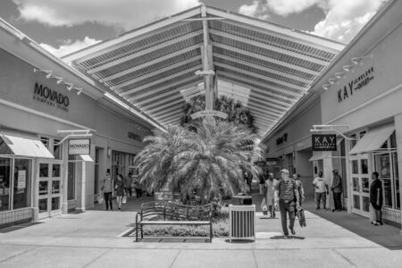 Orlando, Florida. June 9, 2019 People enjoying a shopping day at Premium Outlet in International Drive areaのeditorial素材
