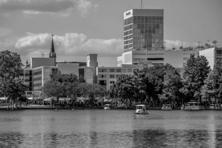 Orlando, Florida. October 12, 2019. Partial view of Gay Parade at Lake Eola Park in downtown areaのeditorial素材