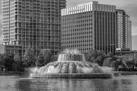 Orlando, Florida. August 19, 2019. Linton E. Allen Memorial Fountain at downtown areaのeditorial素材