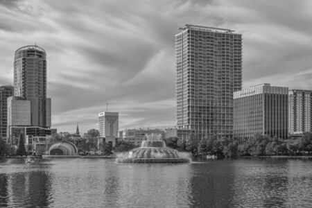 Orlando, Florida. August 19, 2019. Panoramic view of Lake Eola Park at downtown areaのeditorial素材
