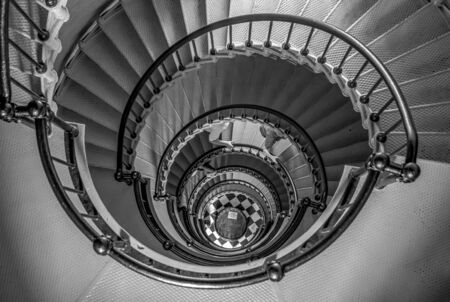 Ponce de Leon Inlet, Florida. July 19, 2019 Top view of spiral staircase at Ponce Inlet lighthouseのeditorial素材