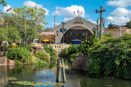 Orlando, Florida. October 29, 2019. Panoramic view of Voyagers building at Seaworld 1