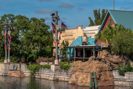 Orlando, Florida. October 29, 2019. Partial view of Seafire Grill and Flamecraft Bar at Seaworldのeditorial素材
