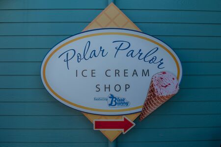 Orlando, Florida. October 29, 2019. Polar Parlor Ice Cream Shop sign at Seaworldのeditorial素材