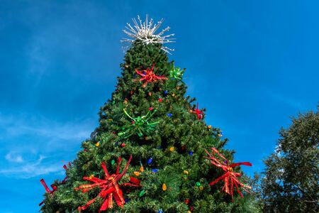 Orlando, Florida. October 29, 2019. Top view of colorful Christmas Tree at Seaworldのeditorial素材