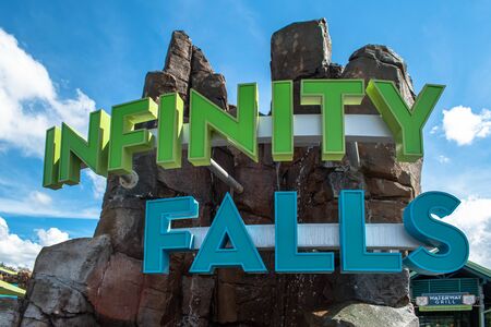 Orlando, Florida. October 29, 2019. Top view of Infinity Falls sign at Seaworldのeditorial素材