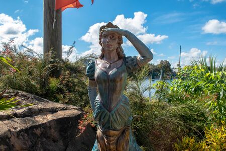Orlando, Florida. October 29, 2019. Top view of vintage mermaid statue at Seaworld 1のeditorial素材