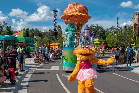 Orlando, Florida. October 29, 2019. Zoe dancing in Sesame Street Party Parade at Seaworld 1のeditorial素材