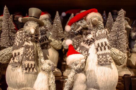 Orlando, Florida. November 06, 2019. Penguins with caps of Santa Claus in store at Seaworldのeditorial素材