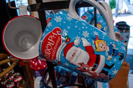 Orlando, Florida. November 06, 2019. Top view of Christmas cups in store at Seaworld 23のeditorial素材