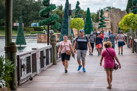Orlando, Florida. November 06, 2019. People walking on Seven Seas lake bridge at Seaworld 1のeditorial素材